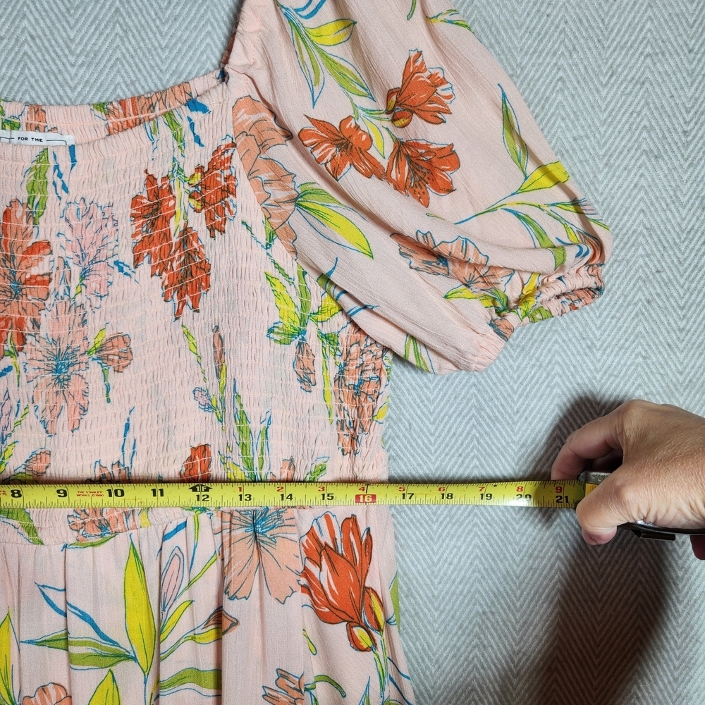 For The Republic Womens L Floral Pink Orange Blue Green Maxi Tiered Dress - Picture 8 of 10